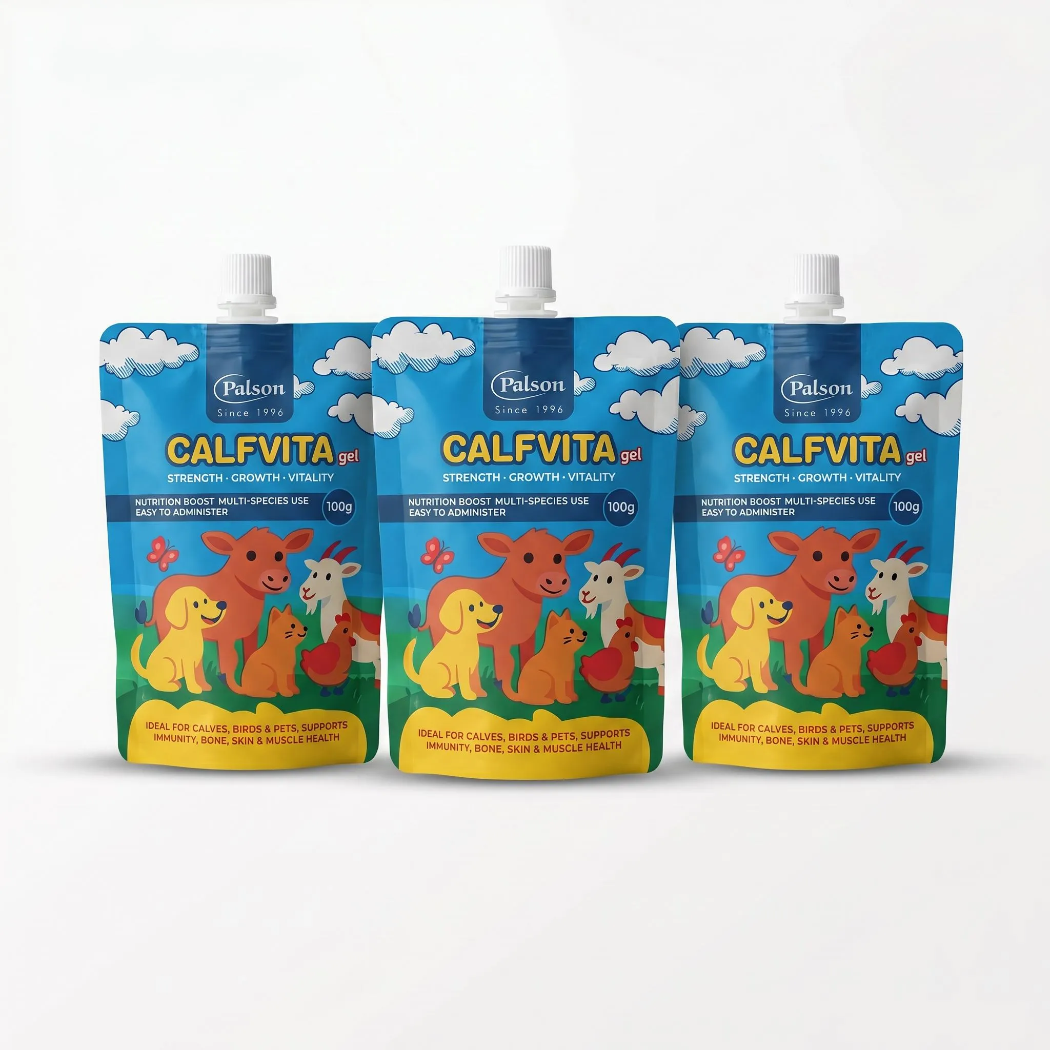 Calfvita Gel — Oral nutritional gel for newborn calves and young livestock.
