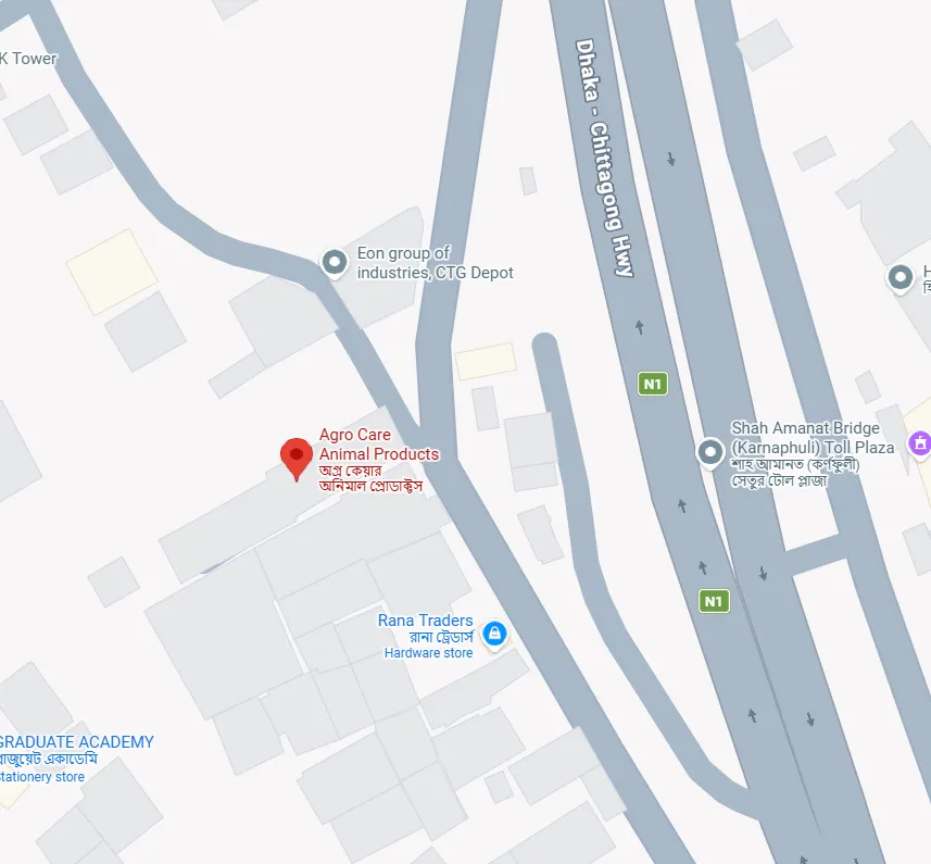 Map of Agro Care headquarters at Char Patharghata, Moizzartek, Chattogram